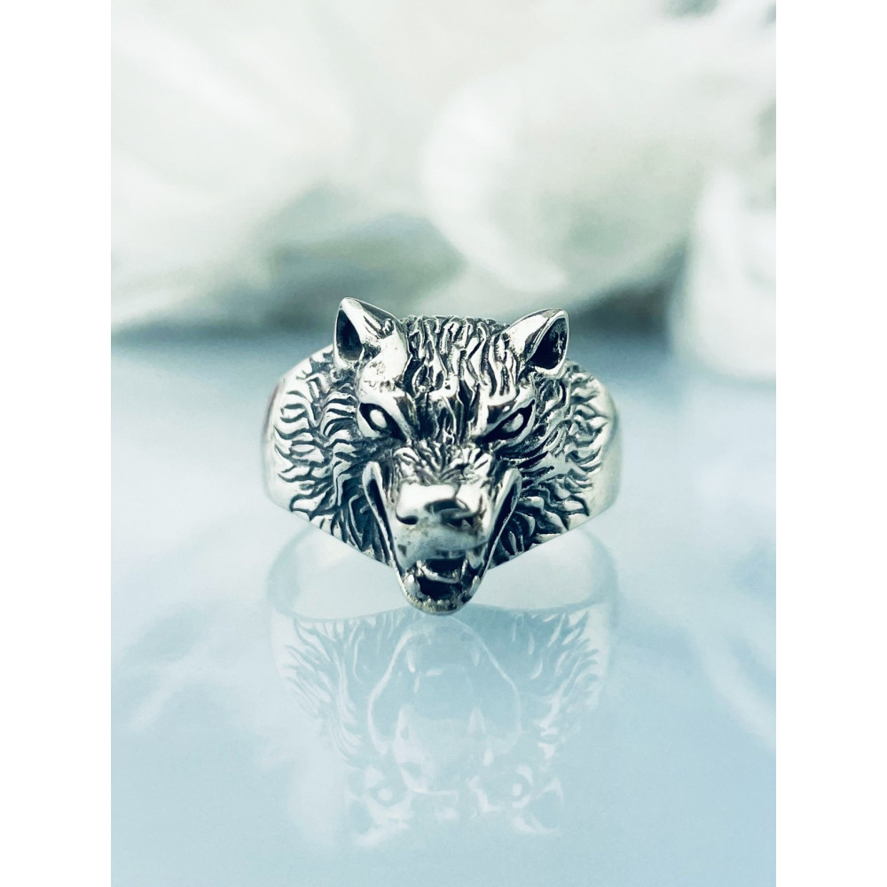 Silber-Siegelring für Männer Signet 925 Silber Wolf