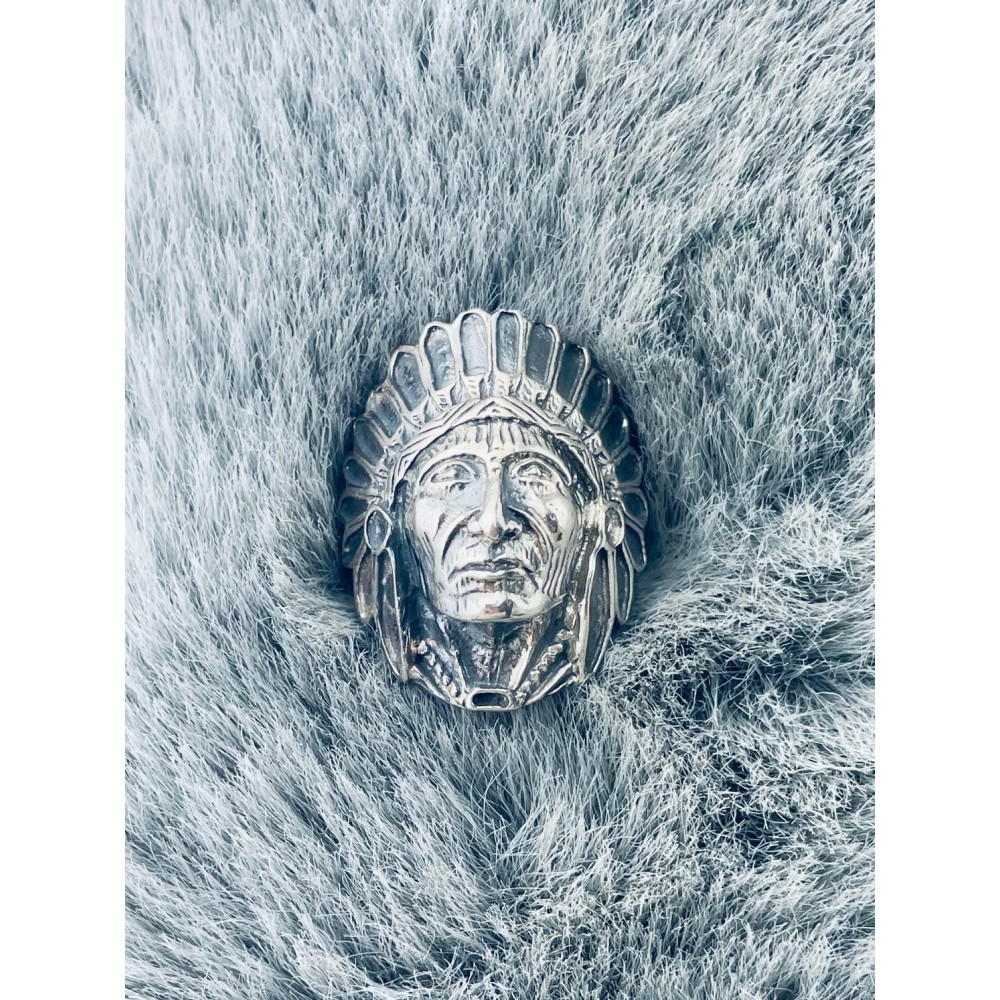Srebrny sygnet męski indianin