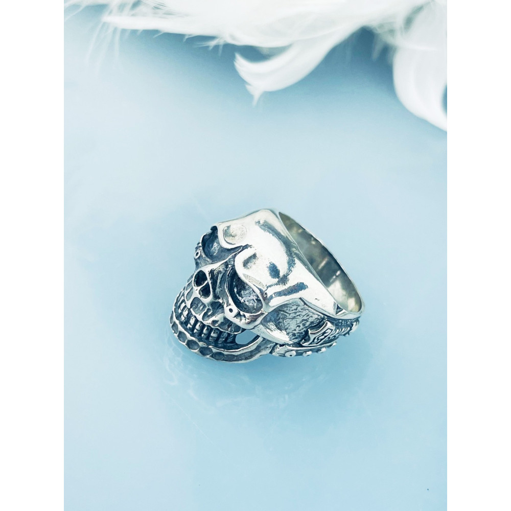 Silber-Siegelring für Männer Signet 925 Silber Schädel