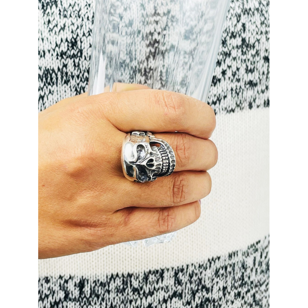 Silber-Siegelring für Männer Signet 925 Silber Schädel