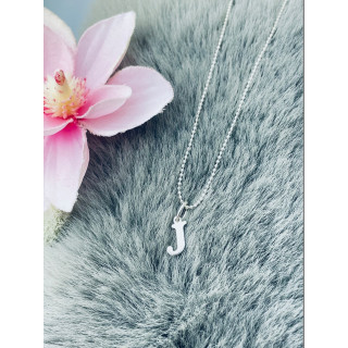 Elegancki naszyjnik łańcuszek srebrny zawieszka literka litera J srebrna alfabet