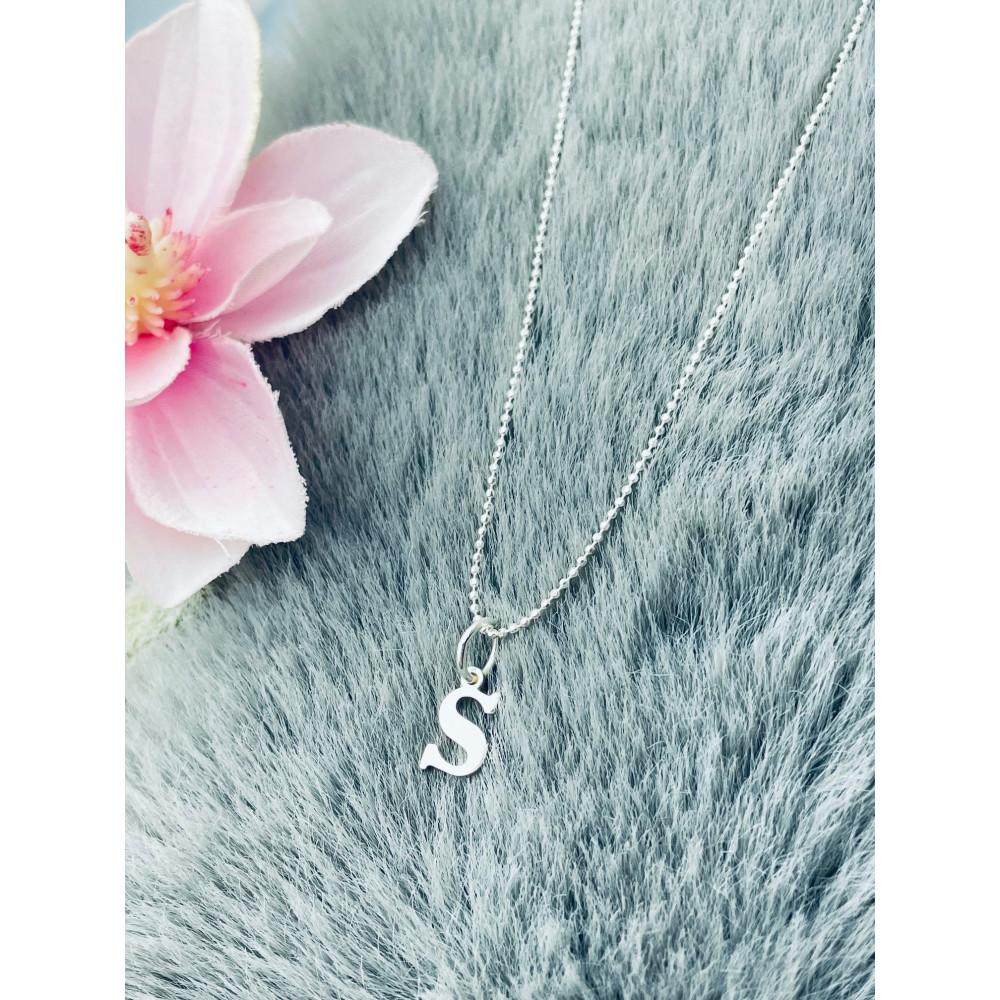 925 Silber Anhänger Buchstabe S Kettenanhänger Kugelkette