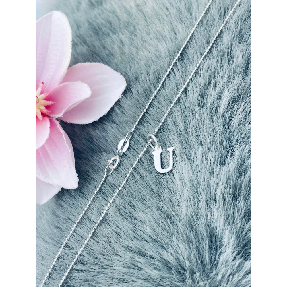 925 Silber Anhänger Buchstabe U Kettenanhänger Kugelkette