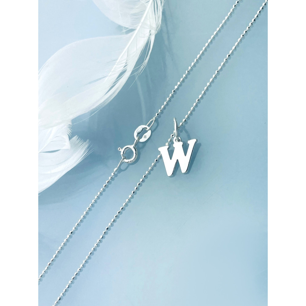 925 Silber Anhänger Buchstabe W Kettenanhänger Kugelkette