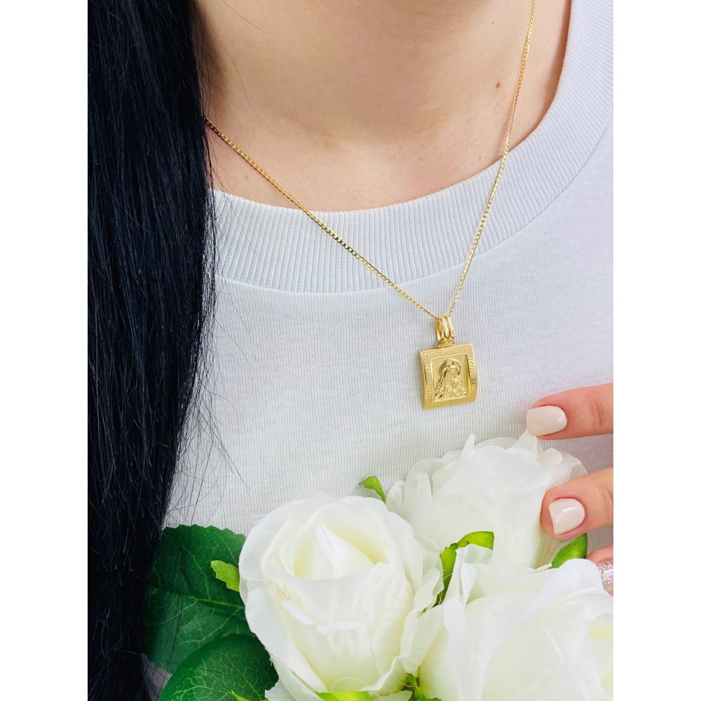 Złoty Medalik Zawieszka Matka Boska z Dzieciątkiem Jezus