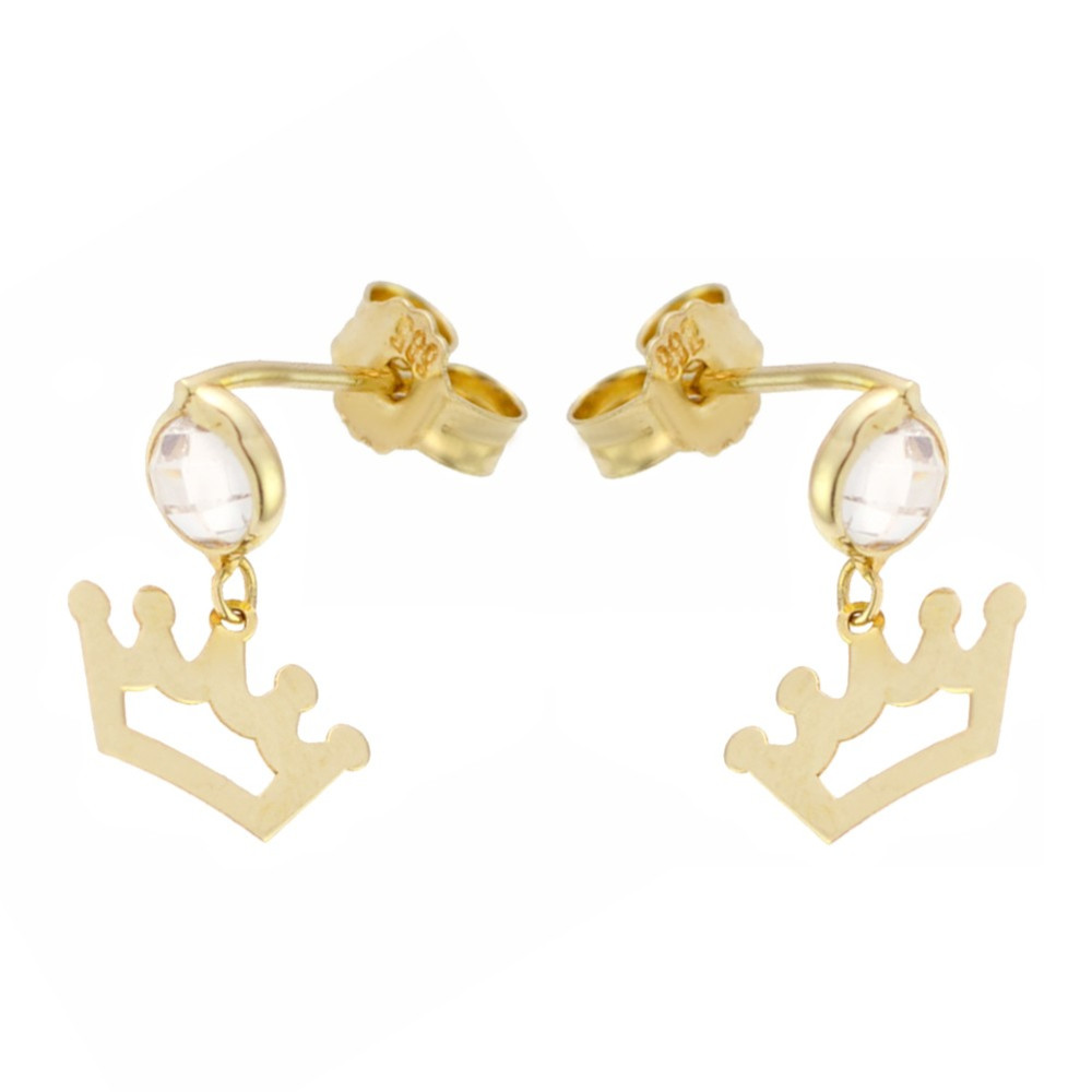 Ohrringe Ohrhänger Ohrstecker Ohrschmuck Kugeln Krone Gelbgold Paar 585er 14KT