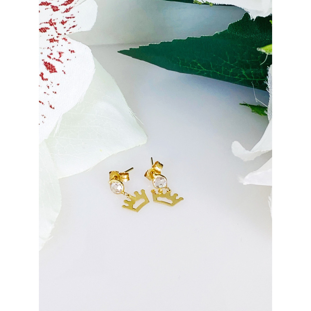 Ohrringe Ohrhänger Ohrstecker Ohrschmuck Kugeln Krone Gelbgold Paar 585er 14KT