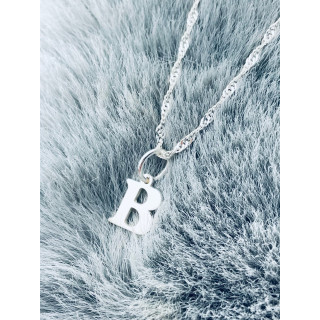 Elegancki naszyjnik łańcuszek srebrny Singapur zawieszka literka litera B srebrna alfabet