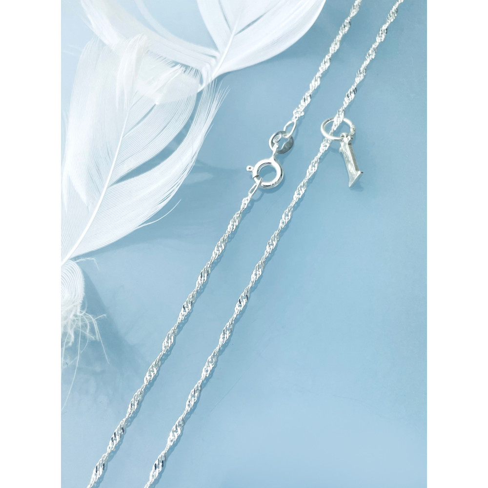 Elegancki naszyjnik łańcuszek srebrny Singapur zawieszka literka litera I srebrna alfabet