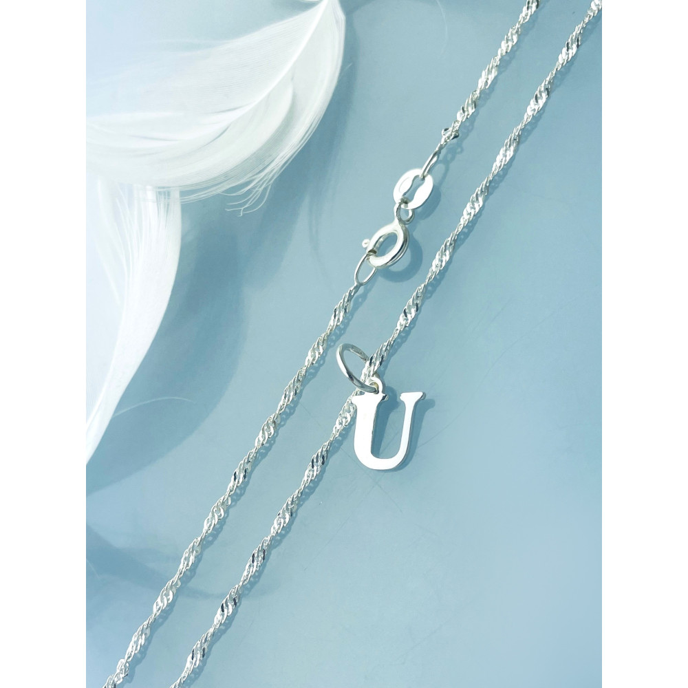 925 Silber Anhänger Buchstabe U Kettenanhänger Singapore Magic