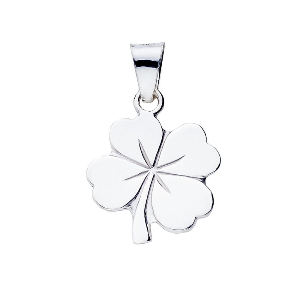 Silber Damen Medaillon Anhänger vierblättriges Kleeblatt
