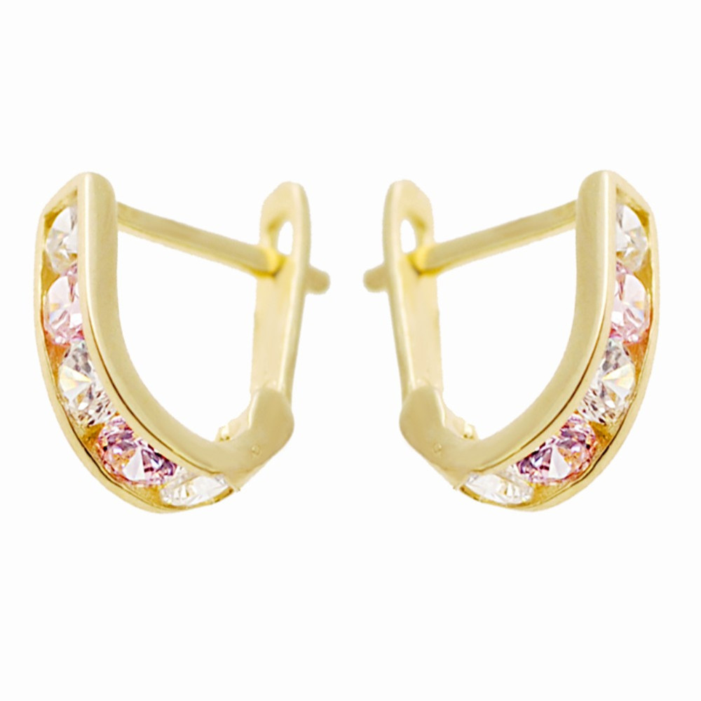 Złote kolczyki przecinki z cyrkoniami