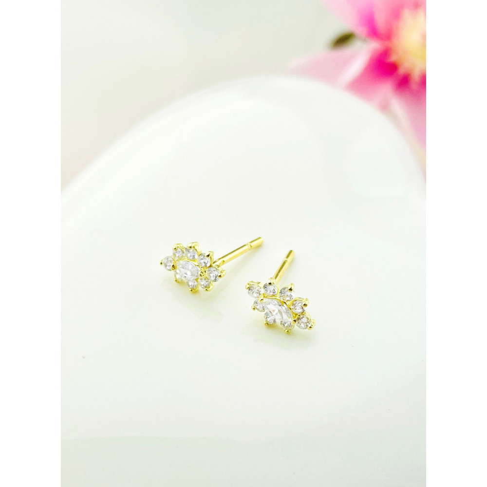 Ohrringe mit Zirkonia Ohrhänger Ohrstecker Ohrschmuck Paar Gelbgold 585er 14KT