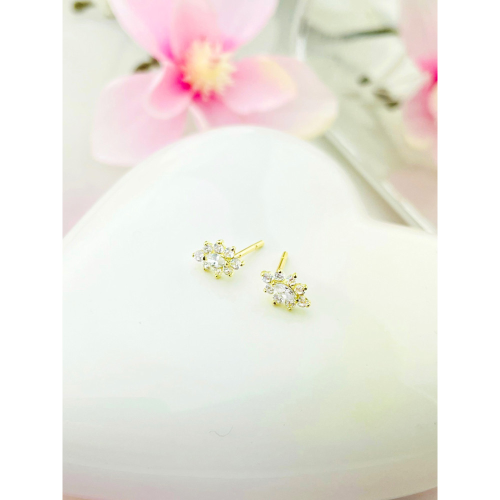 Ohrringe mit Zirkonia Ohrhänger Ohrstecker Ohrschmuck Paar Gelbgold 585er 14KT