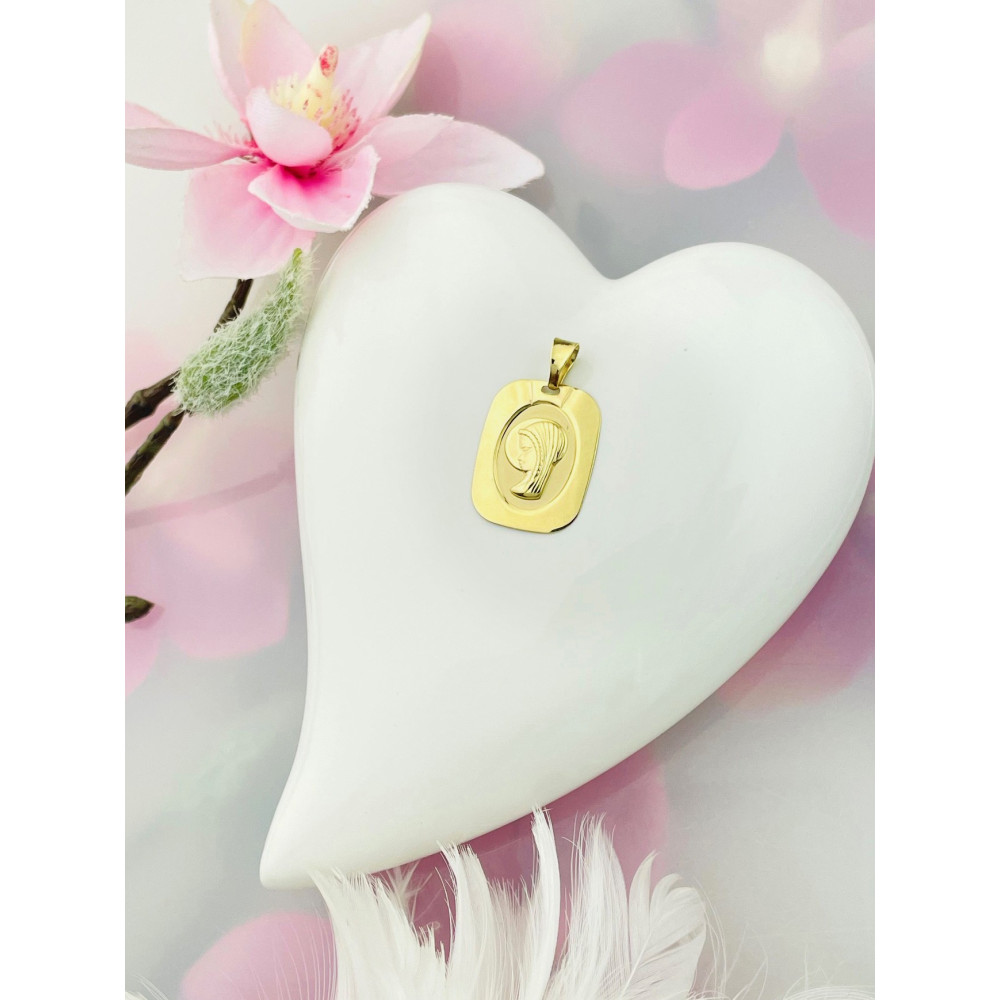 Złoty Medalik Zawieszka Matka Boska Chrzest Komunia