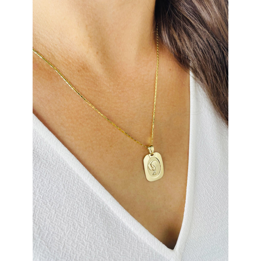 Złoty Medalik Zawieszka Matka Boska Chrzest Komunia