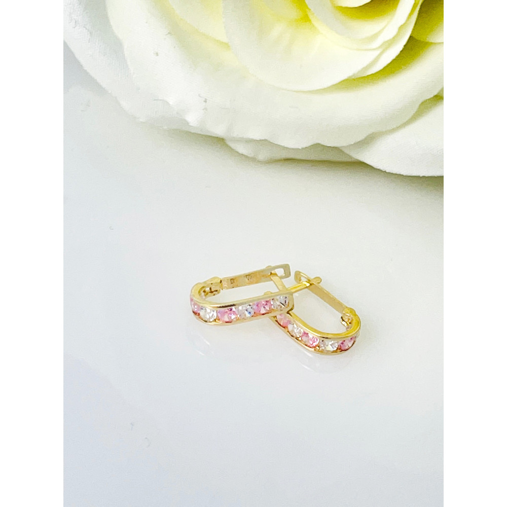 Złote kolczyki przecinki z cyrkoniami