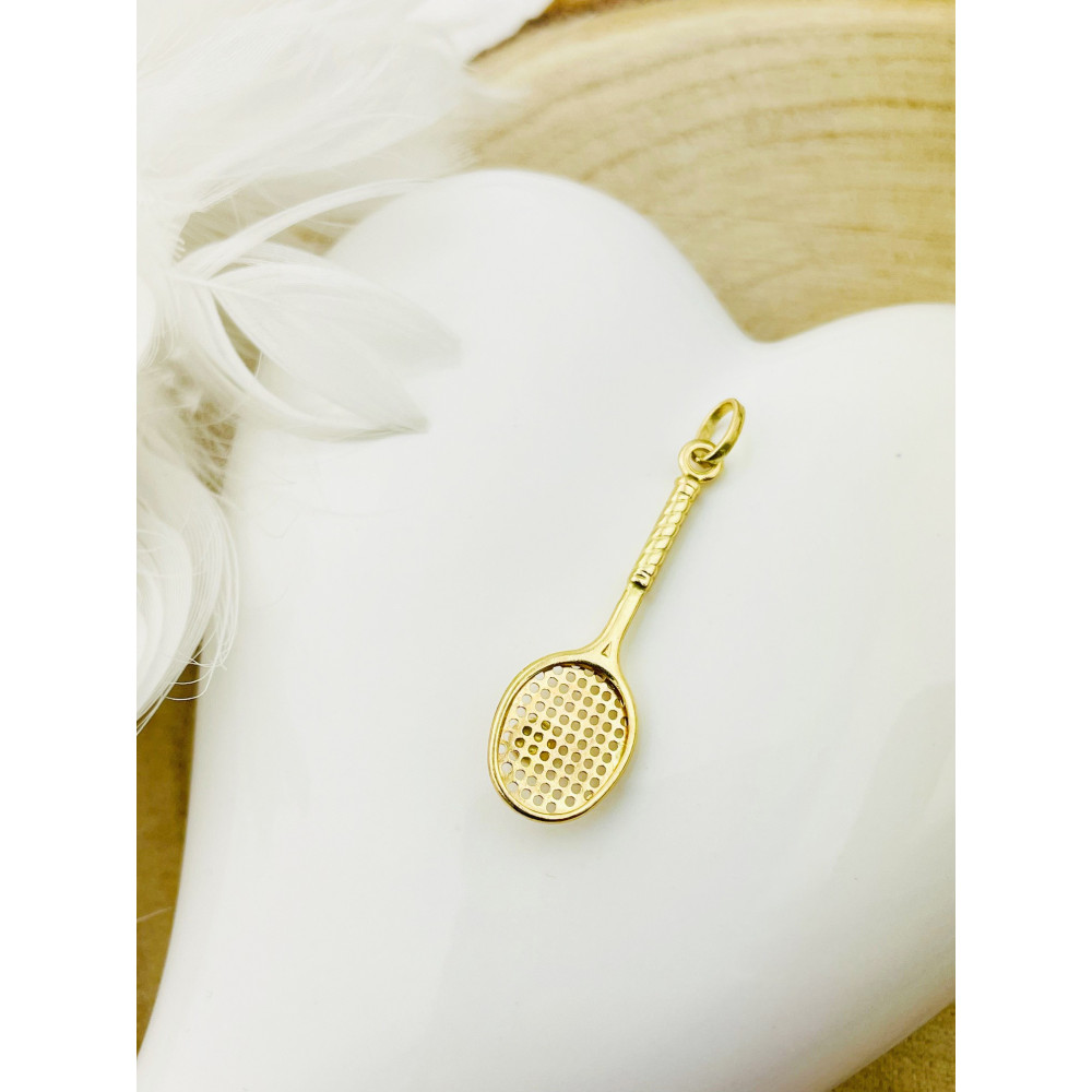 Anhänger Tennisschläger Kettenanhänger Gelbgold Goldanhänger 585er 14KT