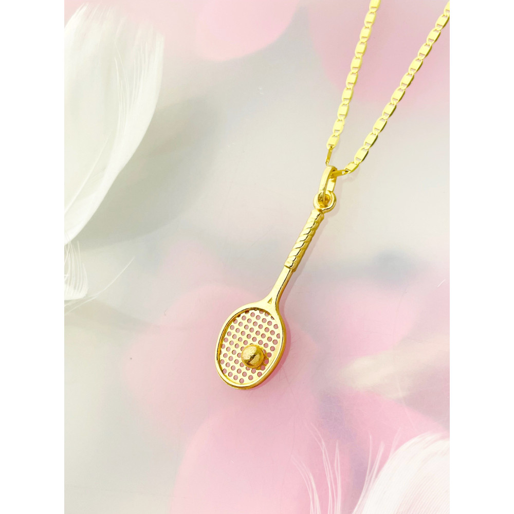 Anhänger Tennisschläger Kettenanhänger Gelbgold Goldanhänger 585er 14KT