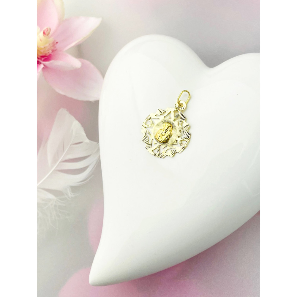 Złoty Medalik Zawieszka Matka Boska Częstochowska Chrzest Komunia