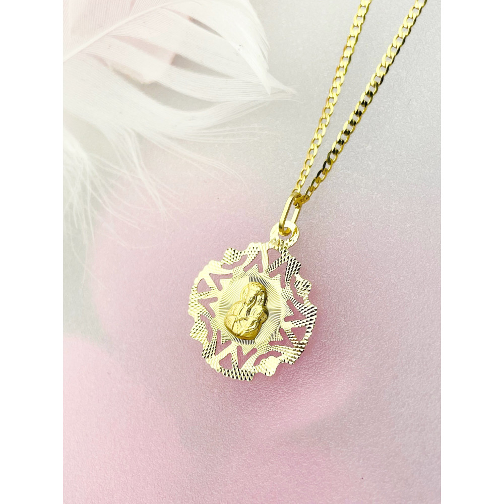 Złoty Medalik Zawieszka Matka Boska Częstochowska Chrzest Komunia