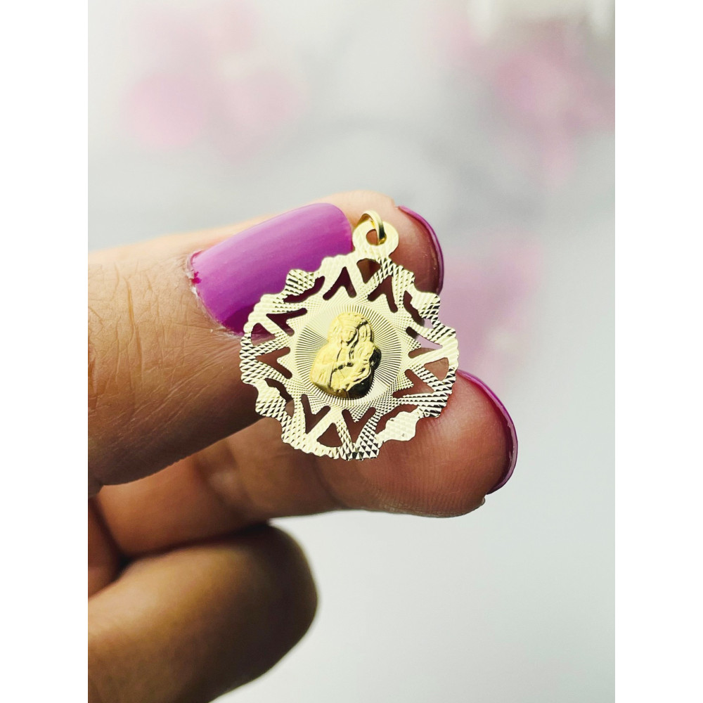 Złoty Medalik Zawieszka Matka Boska Częstochowska Chrzest Komunia