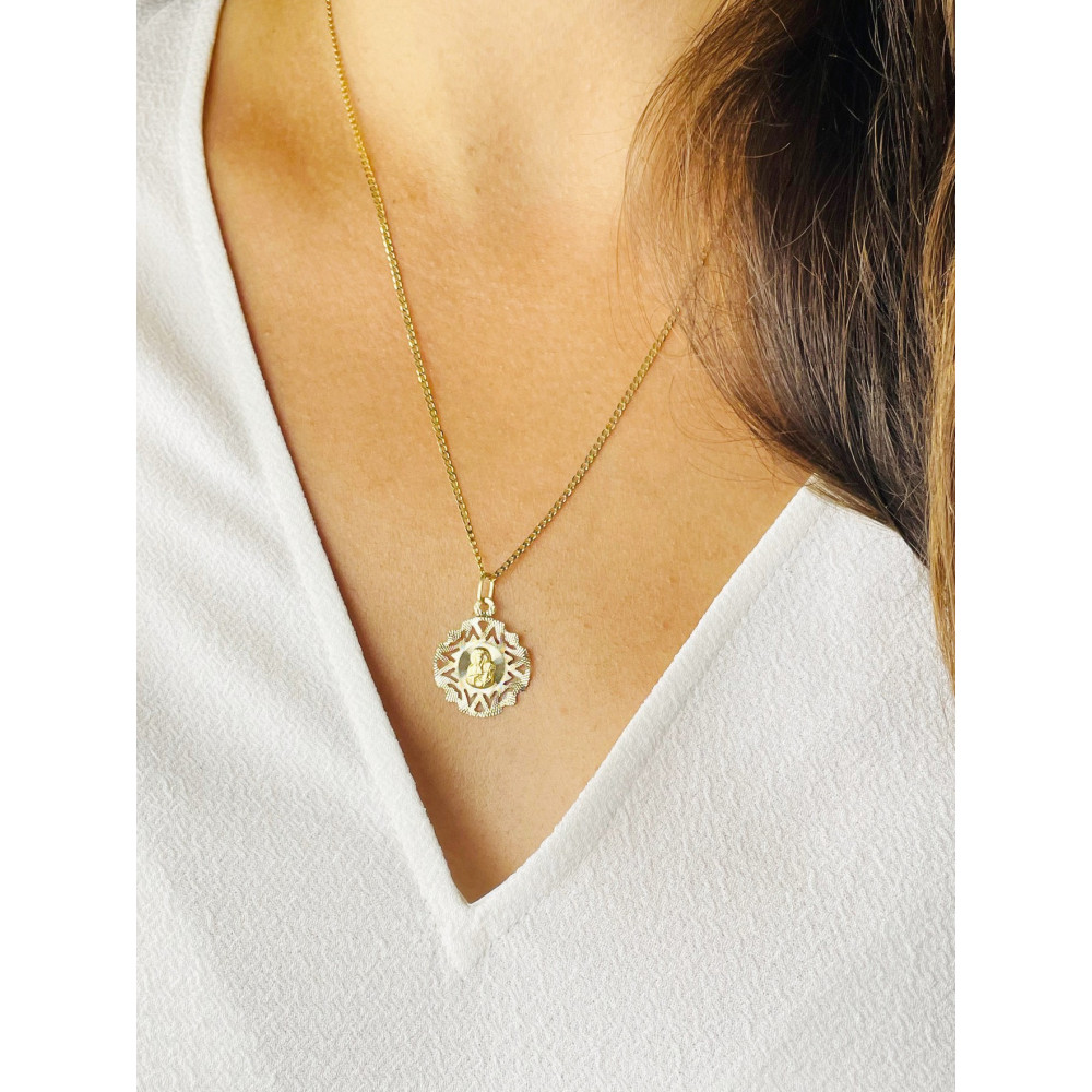 Złoty Medalik Zawieszka Matka Boska Częstochowska Chrzest Komunia