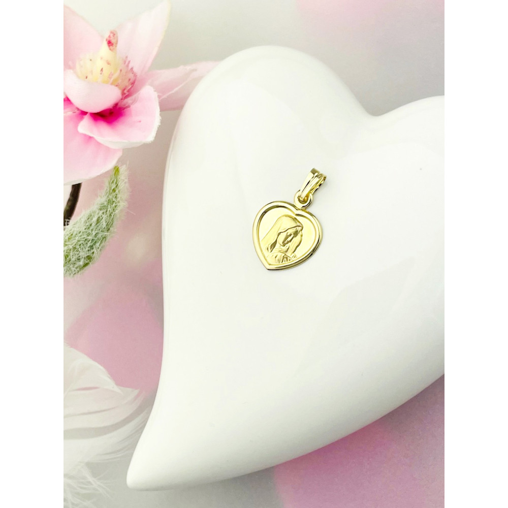 Herz Anhänger Madonna Maria Goldanhänger Erstkommunion 585er 14KT