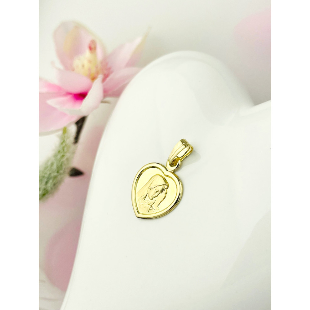 Herz Anhänger Madonna Maria Goldanhänger Erstkommunion 585er 14KT