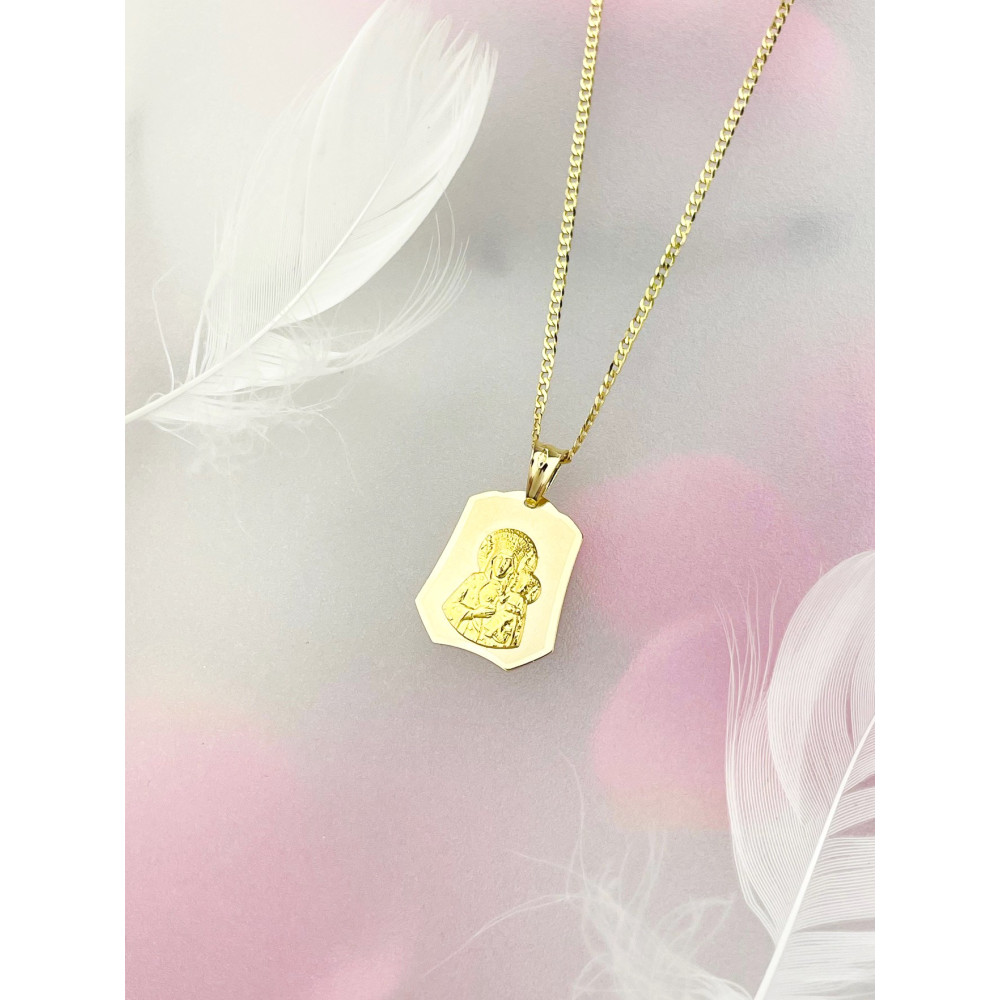 Złoty Medalik Zawieszka Matka Boska Częstochowska Chrzest Komunia