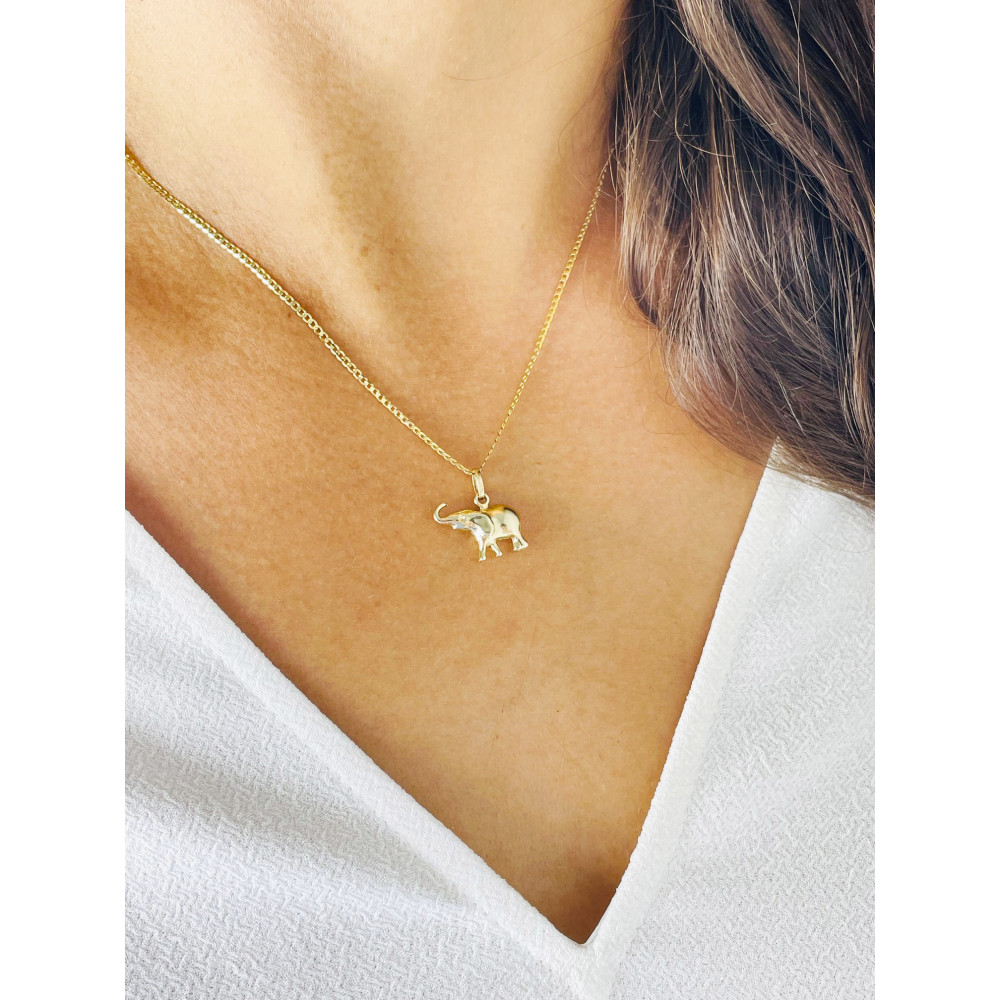 Złoty wisiorek zawieszka słoń słonik figurka