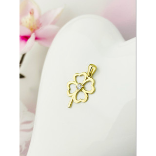 Anhänger mit Zirkonia Gelbgold Goldanhänger  vierblättriges Kleeblatt 585er 14KT