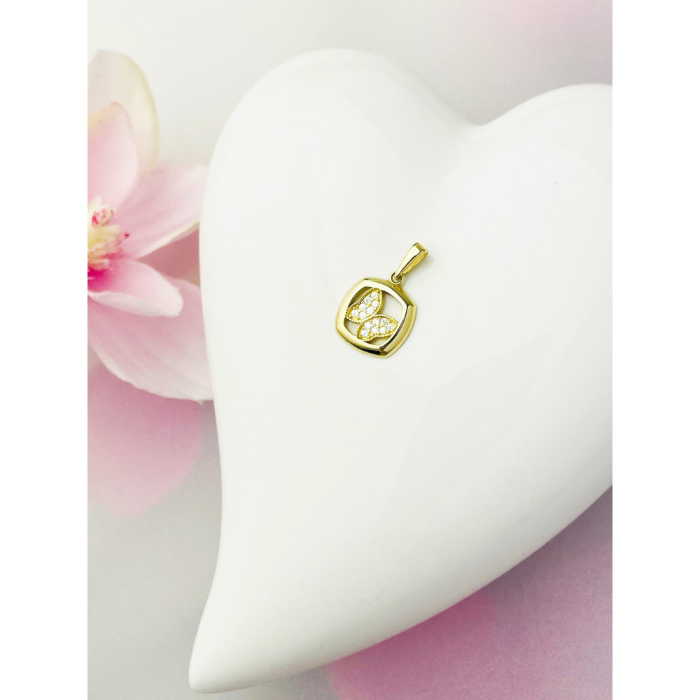 Anhänger mit Zirkonia Gelbgold Goldanhänger  Schmetterling 585er 14KT