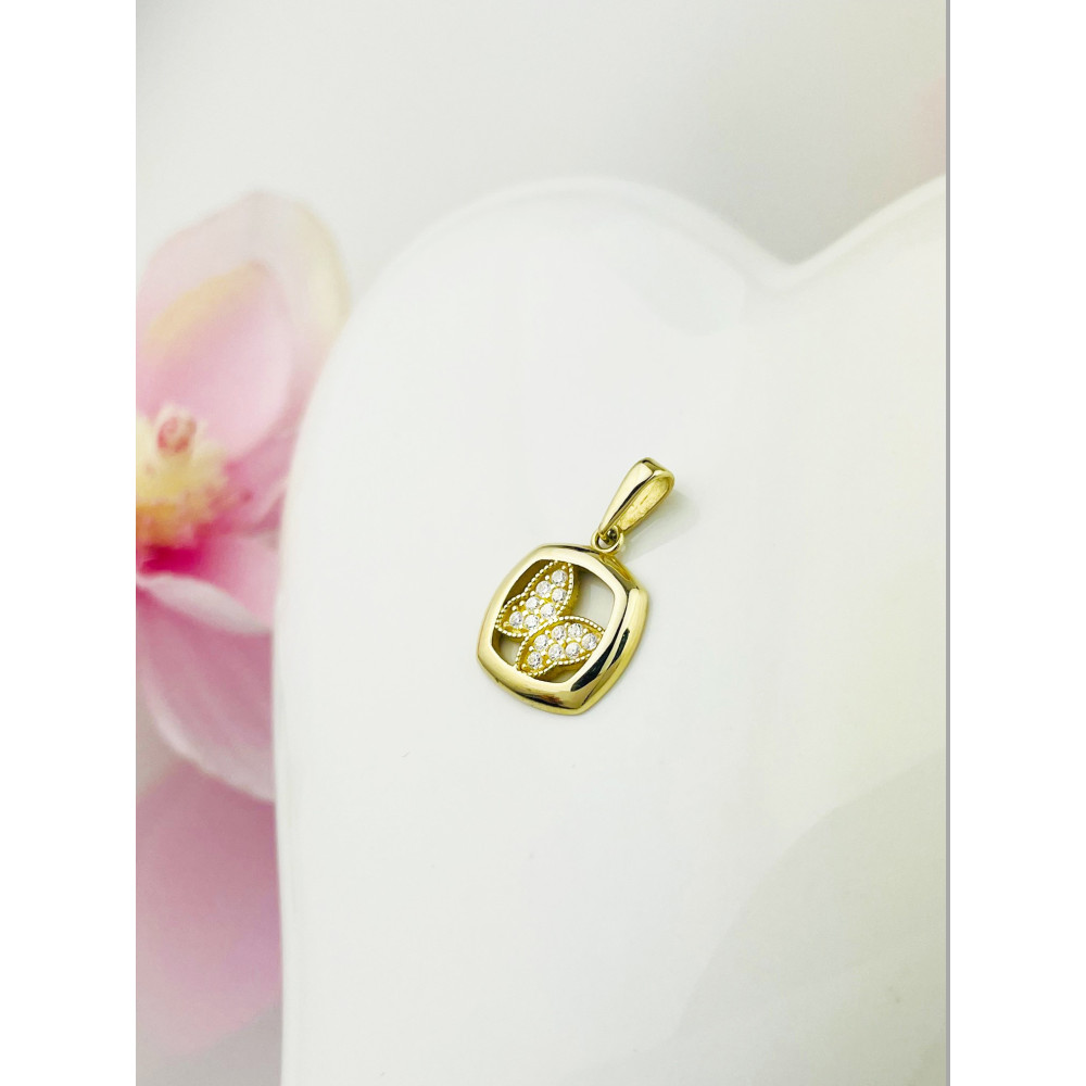 Anhänger mit Zirkonia Gelbgold Goldanhänger  Schmetterling 585er 14KT