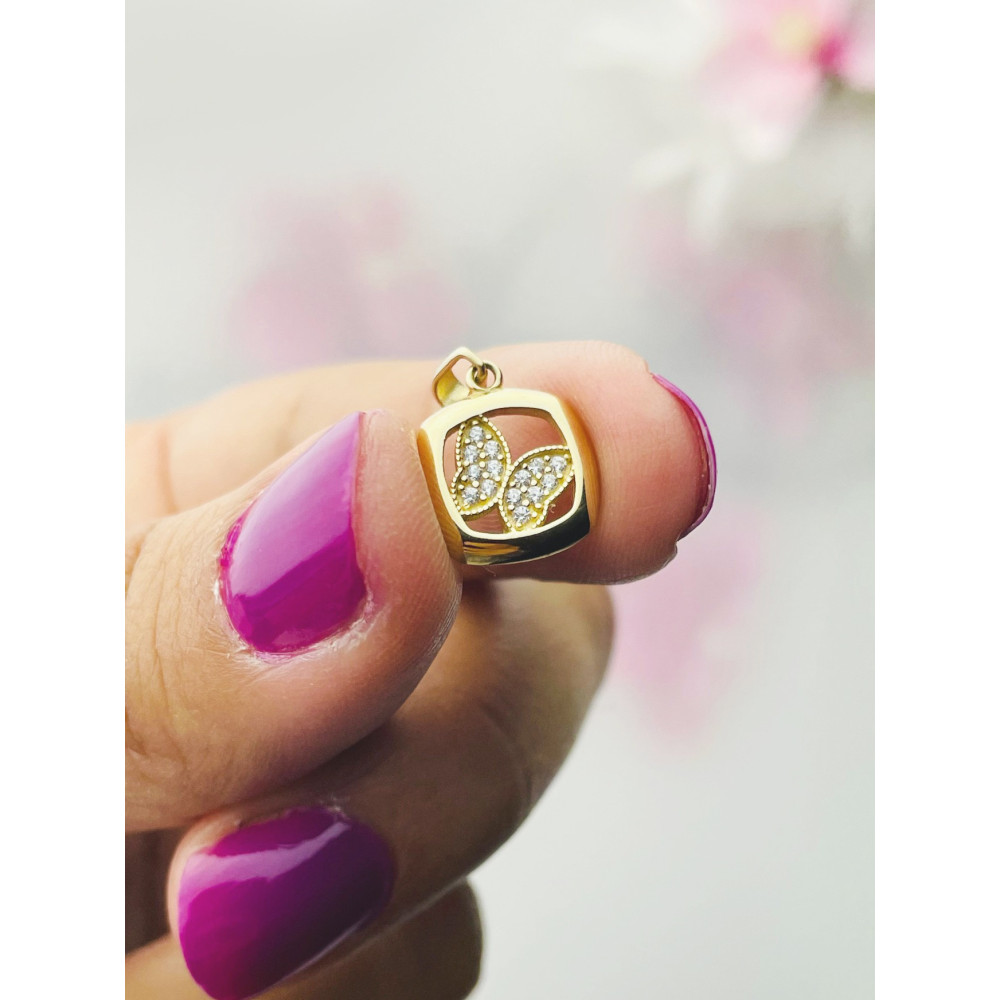 Anhänger mit Zirkonia Gelbgold Goldanhänger  Schmetterling 585er 14KT