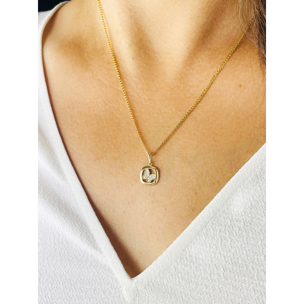 Anhänger mit Zirkonia Gelbgold Goldanhänger  Schmetterling 585er 14KT