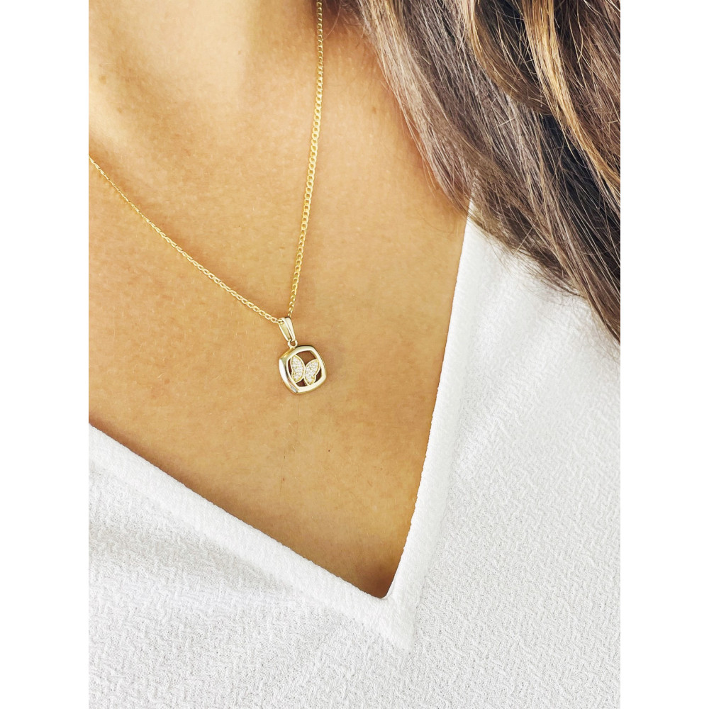 Anhänger mit Zirkonia Gelbgold Goldanhänger  Schmetterling 585er 14KT