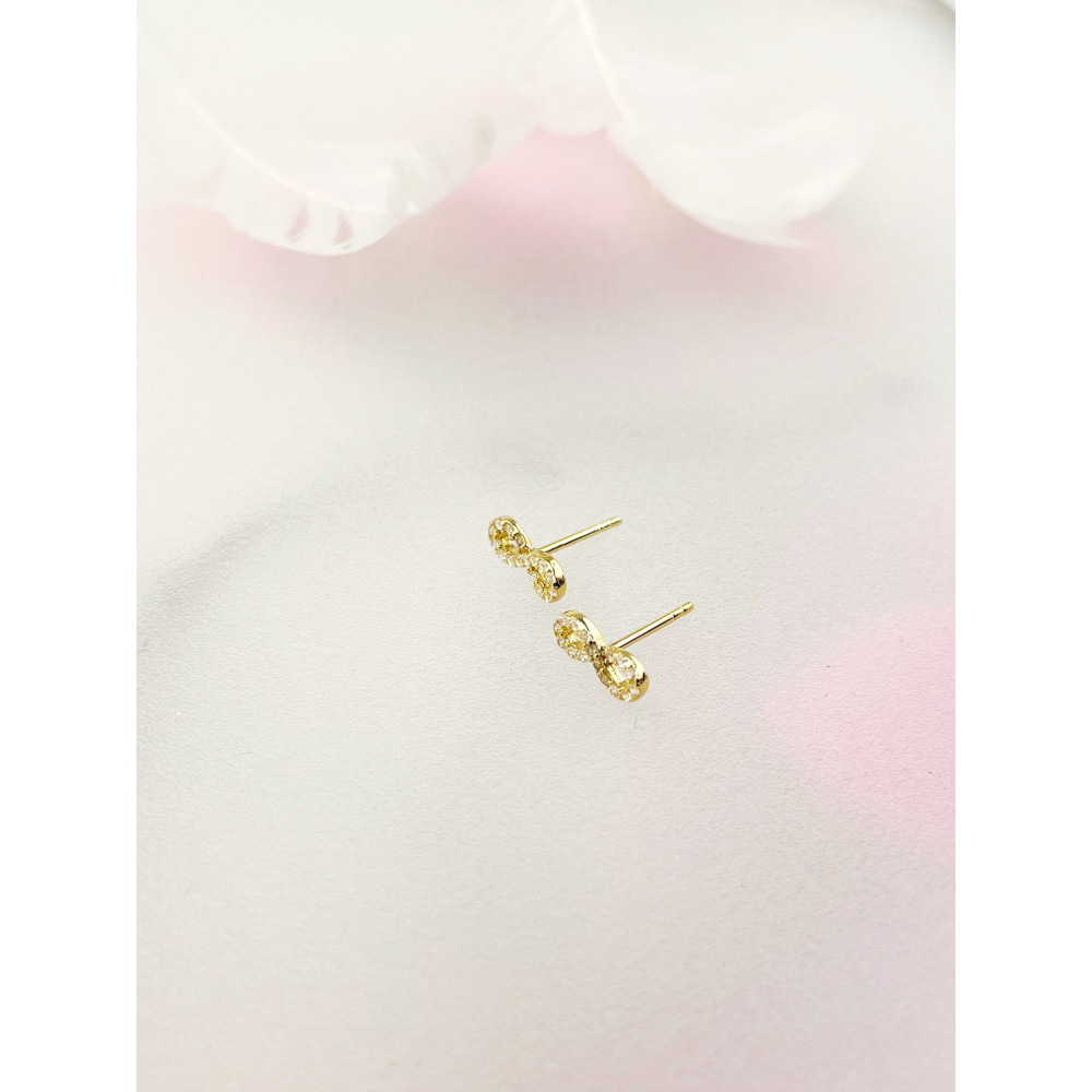Infinity Ohrringe mit Zirkonia Ohrhänger Ohrstecker Ohrschmuck Paar Gelbgold 585er 14KT