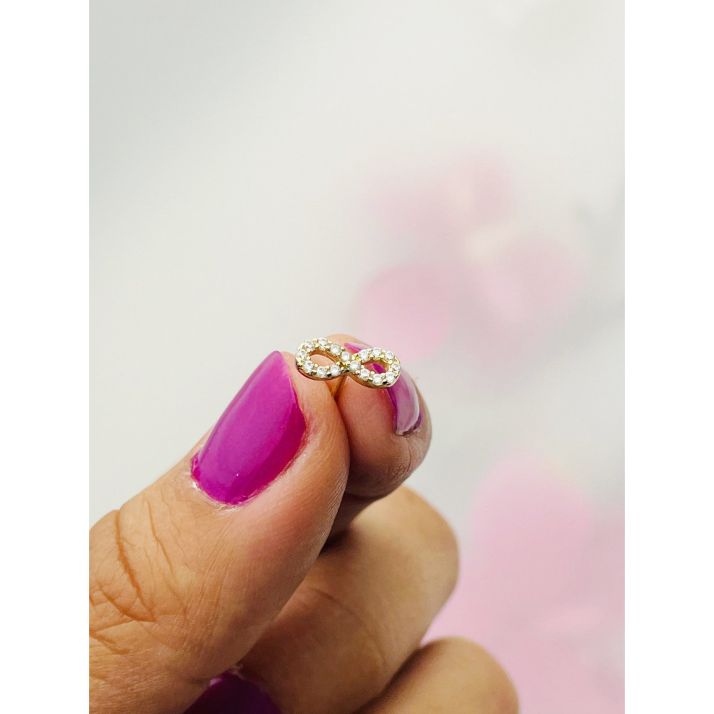 Infinity Ohrringe mit Zirkonia Ohrhänger Ohrstecker Ohrschmuck Paar Gelbgold 585er 14KT