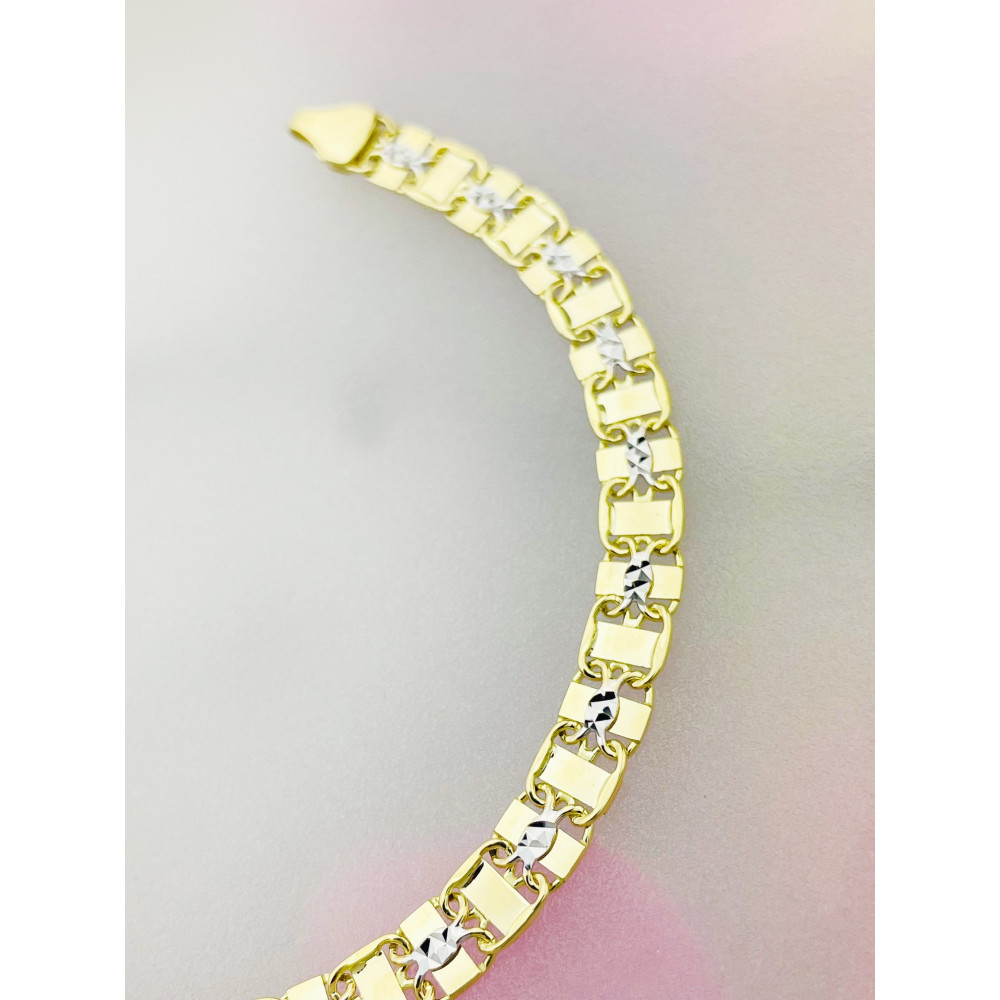 Złota bransoletka frezowana bikolor