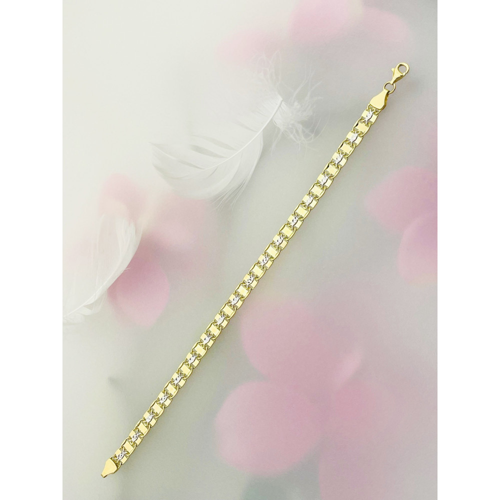 Złota bransoletka frezowana bikolor