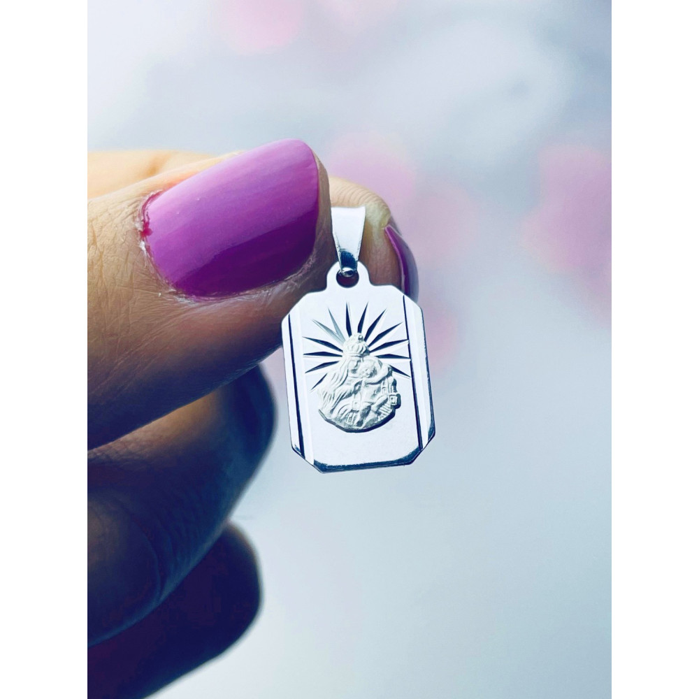 Srebrny Medalik dwustronny szkaplerz Matka Boska Ostrobramska Pan Jezus