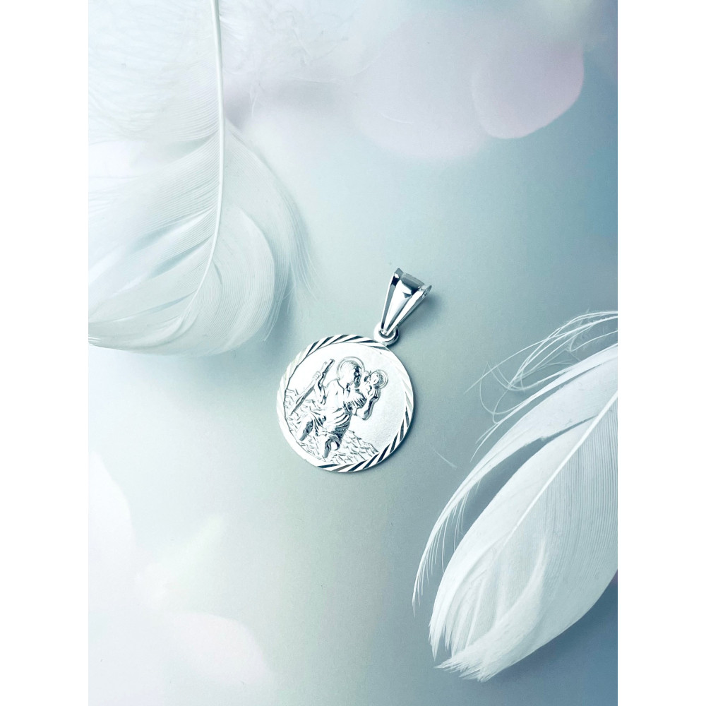 Silber Anhänger Heiliger Christophorus Erstkommunion 925er