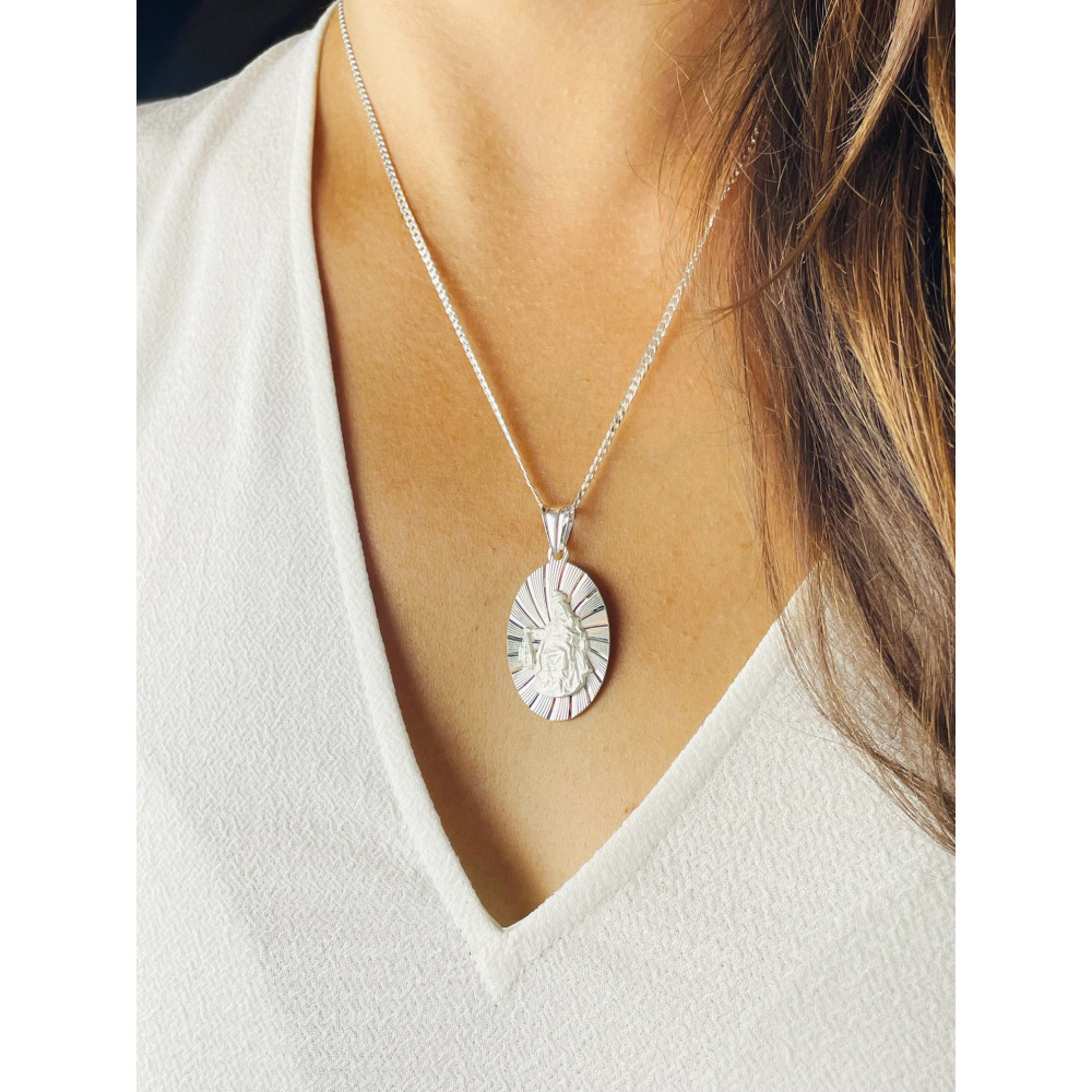 Srebrny Medalik dwustronny szkaplerz Matka Boska Ostrobramska Pan Jezus