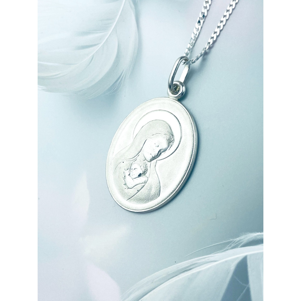 Silber Anhänger Madonna Maria mit Jesuskind Erstkommunion 925er