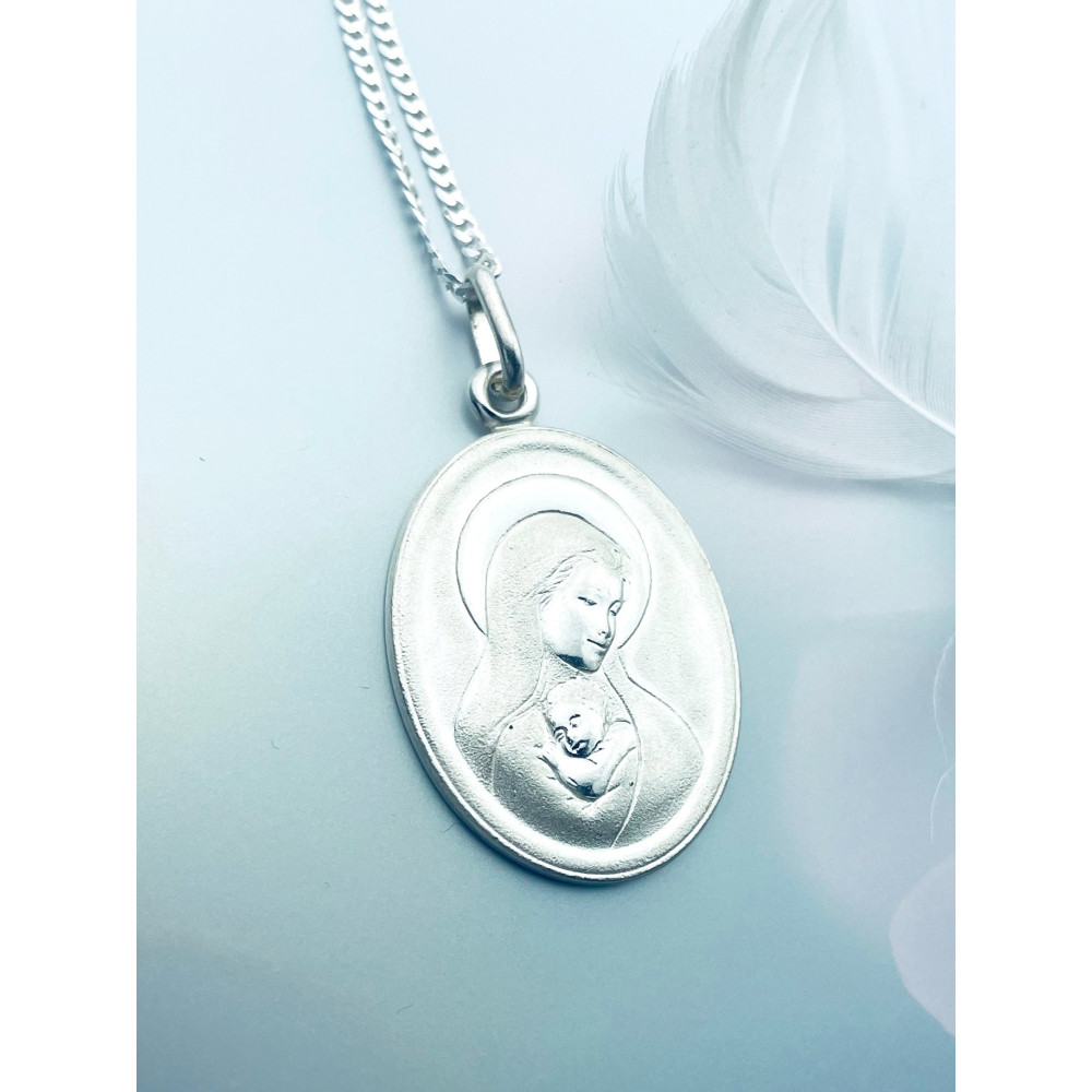 Silber Anhänger Madonna Maria mit Jesuskind Erstkommunion 925er