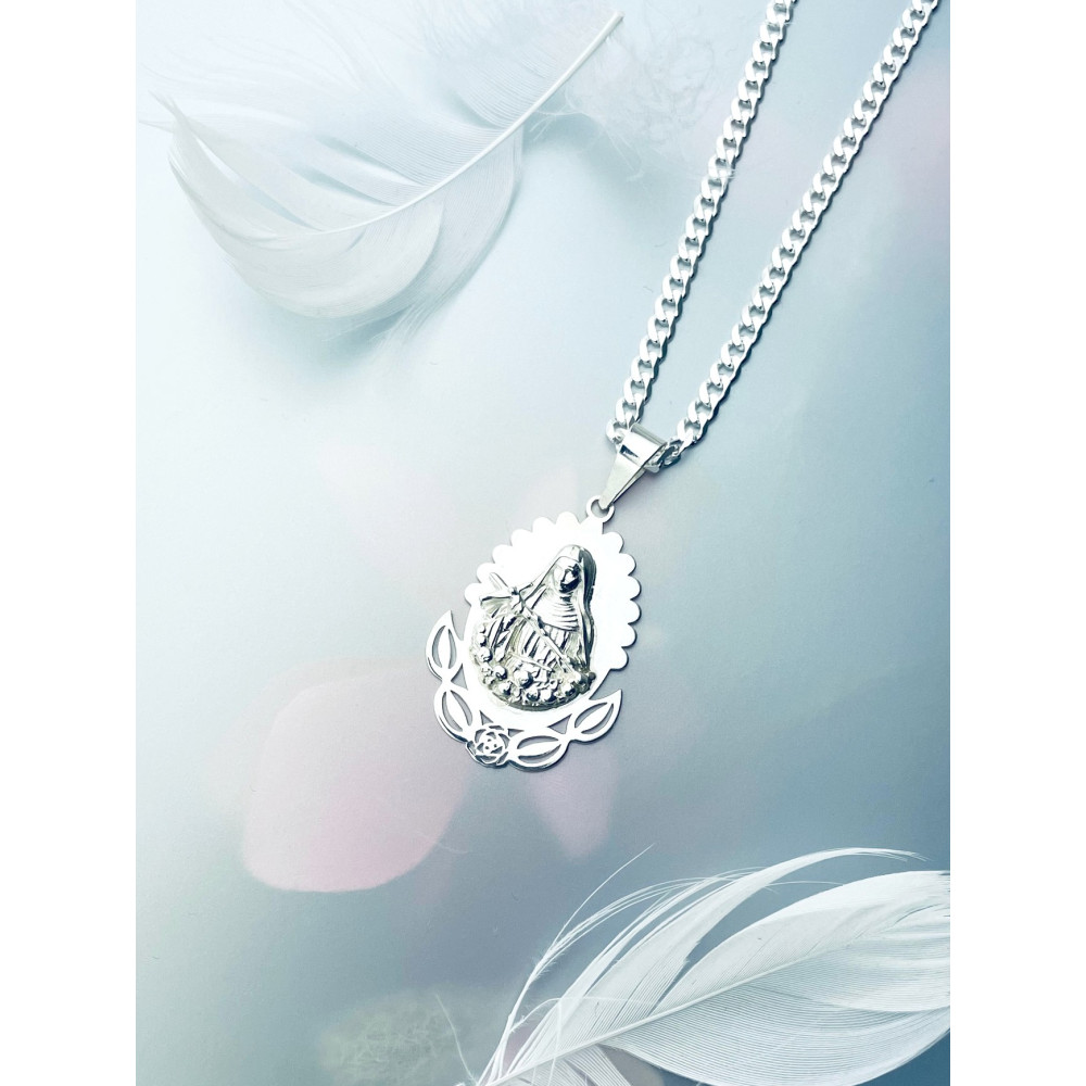 Srebrny Medalik Matka Boska z krzyżem