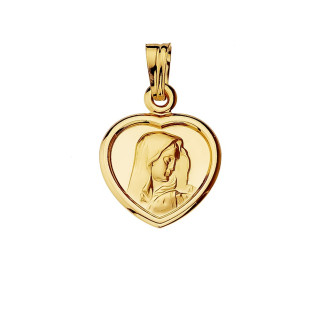 Herz Anhänger Madonna Maria Goldanhänger Erstkommunion 585er 14KT