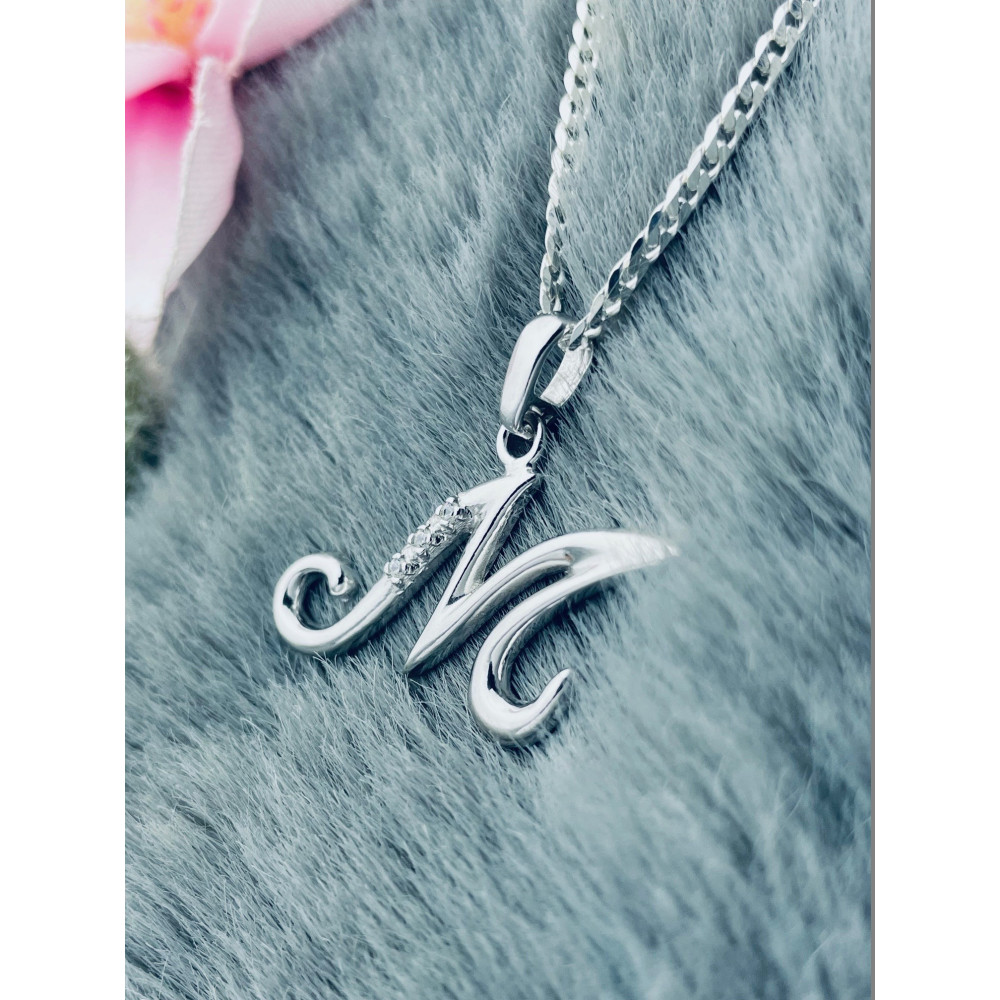 925 Silber Anhänger Buchstabe M Kettenanhänger mit Zirkonia