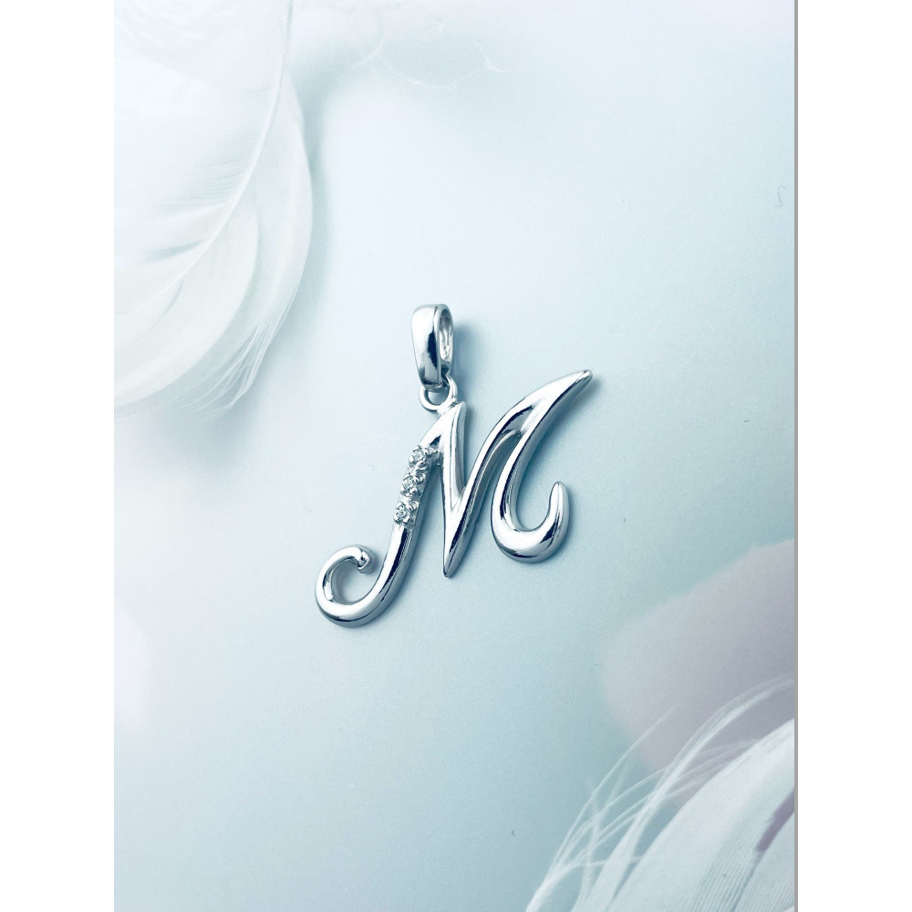 925 Silber Anhänger Buchstabe M Kettenanhänger mit Zirkonia